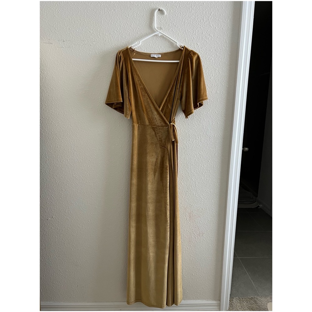 Baltic born XS gold yellow velvet maxi dress